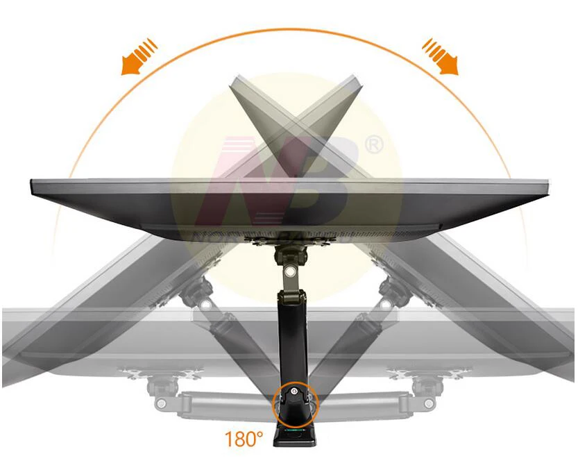 NB F120 17-2" газовая пружина полное движение ТВ настенное крепление ЖК-монитор держатель алюминиевый кронштейн серебряный черный