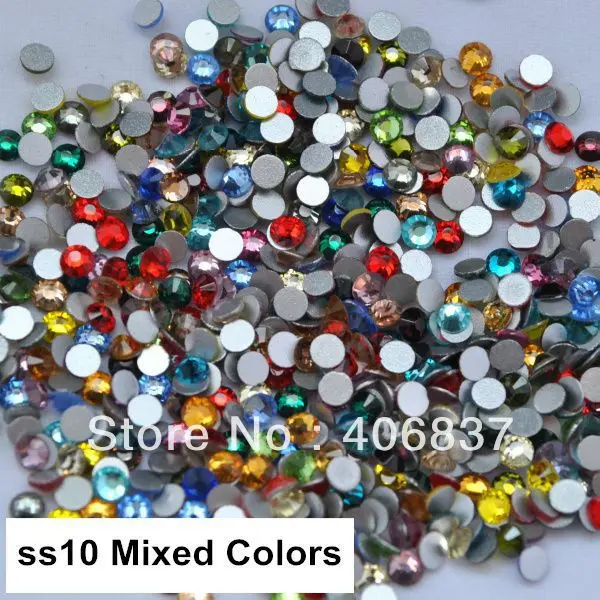 Free Shipping! 1440pcs/Lot ss10 (2.7-2.9mm) Mixed Colors Flat BackNon Hotfix Nail Art Rhinestones | Дом и сад