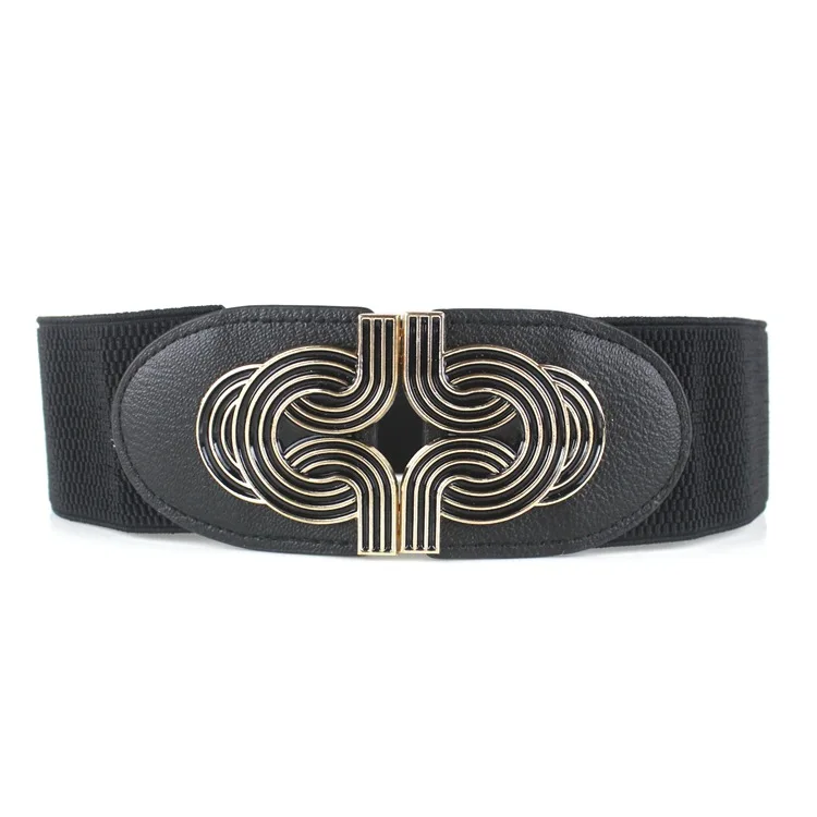 

Wide Elastic Cinch Belt Women's Rocker Fashion Belt Gold Metal Rivet Wide Belts For Dress Coat Cummerbund Retro Style RF79