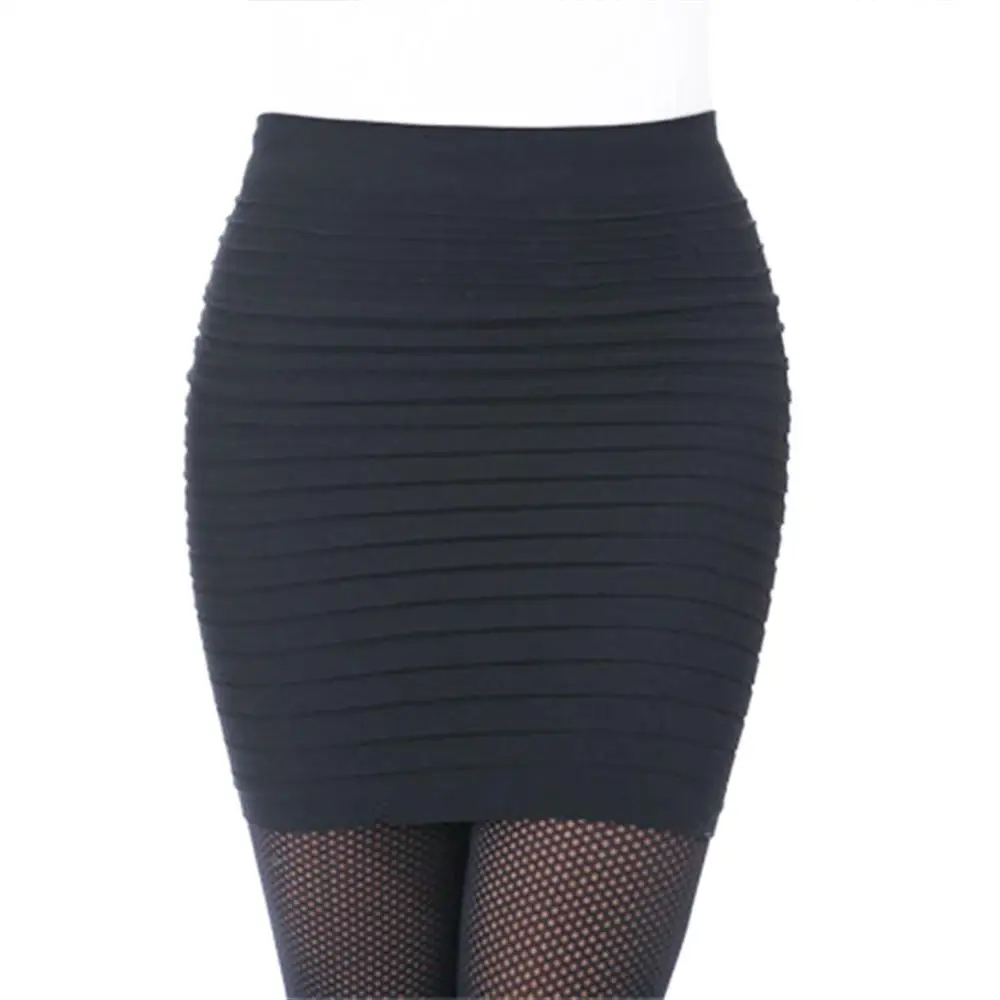 Модные женские юбки, тонкая Однотонная юбка, Женская юбка-карандаш с высокой талией, эластичная плиссированная Сексуальная короткая юбка