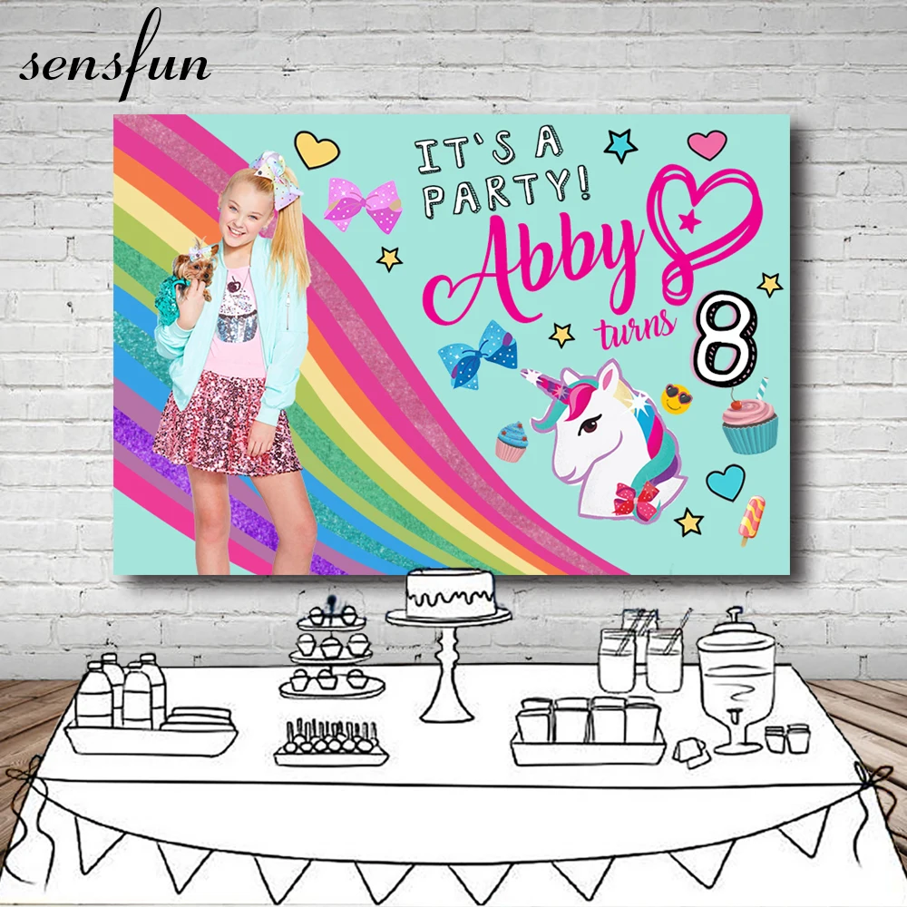 Sensfun Радужный Единорог кекс лук День Рождения Вечеринка фон Jojo Siwa празднование