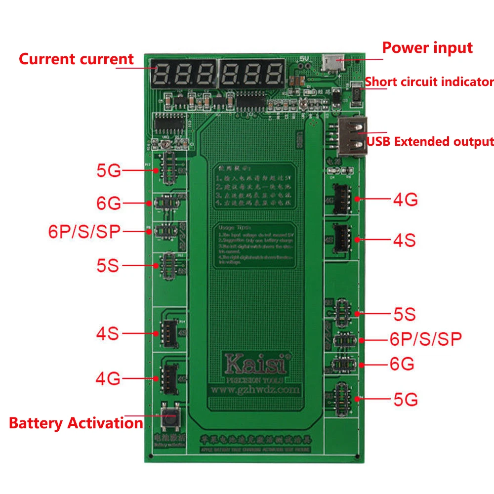 Kaisi K-9201 профессиональная Батарея активация плата зарядки пластина Micro USB Кабельный фиксатор для iPhone совместимый 4-7 P