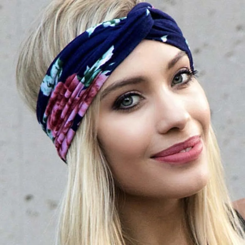 2018 NEW women Floral Bohemian Hippie Gypsy Turban Headband Soft Wide ...