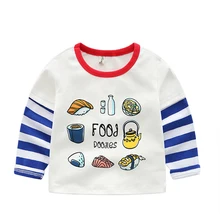 Новая модная детская одежда Новая Осенняя детская футболка с длинными рукавами одежда для мальчиков и девочек Футболка с рисунком еды