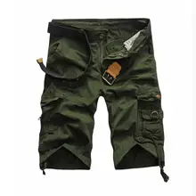 Новые камуфляжные рабочие шорты до колена, мужские хлопковые однотонные шорты-карго с карманами, новые мужские прямые короткие рабочие брюки