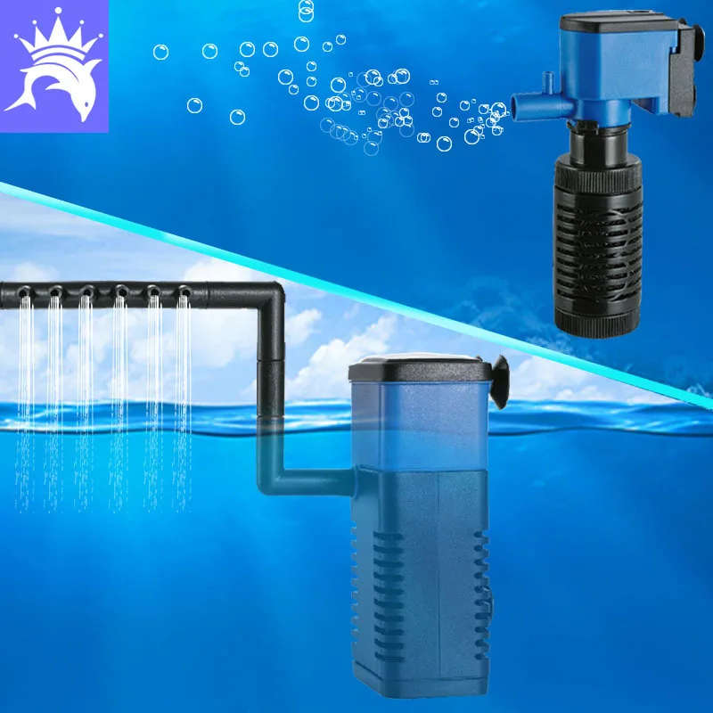 Mini 3 in 1 Aquarium Filter Submersible Pump Spray Waterfall Increase Oxygen 4w Multi function