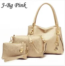 2016 women handbags leather handbag Main ladies Brand Designer Shoulder Bag handbags+women Messenger Bag+Purse Tote 3 Sets