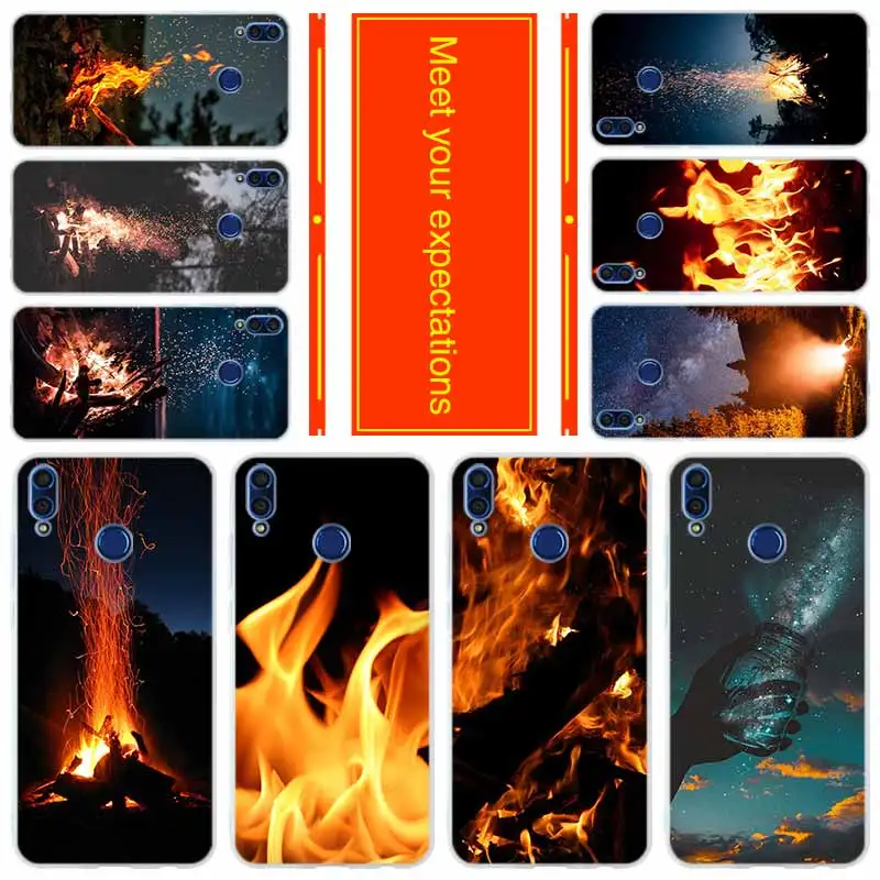

Phone for HUAWEI Honor 10 9 i lite Cover Honor 8X a max 9lite 7 6 X 7a pro V20 Play Cover Case The flame