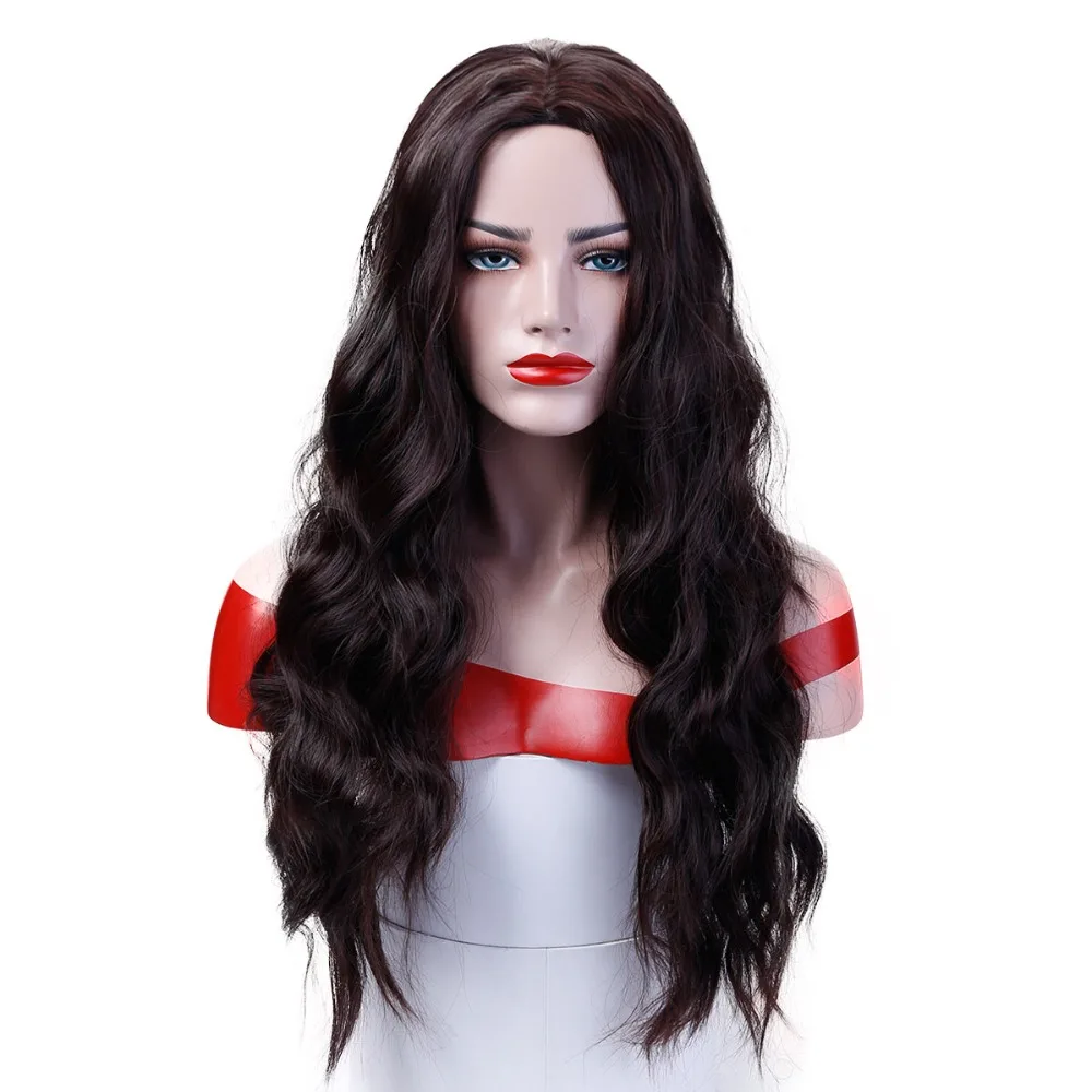 

26" Long Natural black Womens Wigs Heat Resistant Synthetic Kinky Curly Wigs for Women African American WTB