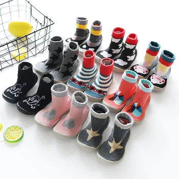 

Baby Toddler Non-slip Children Indoor Shoes Home Casual Slippers Boy Girl Socks House Sneakers Kids Elastic Fabric Knitted Shoes