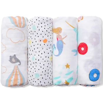 

Muslinlife Baby Blanket Breathable Muslin Wrap Newborn Cotton Bamboo Fiber Baby Swaddle Multifunction Muslin Bedding 120*120cm