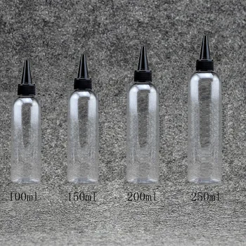 

40pcs 100ml 150ml 200ml 250ml empty clear refillable cosmetic bottle with pointed mouth top cap plastic container lotion bottle