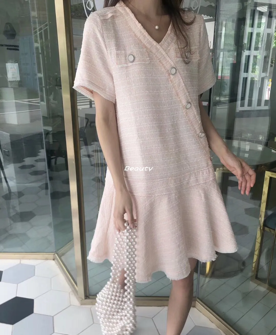 

2019 Spring and Summer Sweet Doll Collar Dress Temperament A Word Dress Elegant Women Dress Trumpet / Mermaid