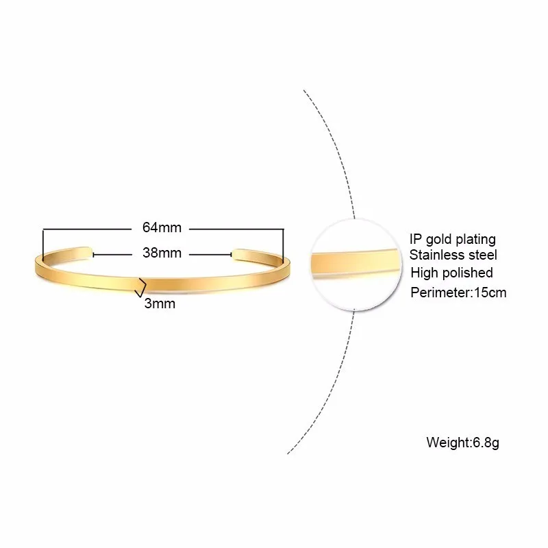 3 мм персонализированные манжеты пользовательские координаты выгравированы пользовательские манжеты браслет для женщин ювелирные изделия подарок для нее - Окраска металла: B-348G