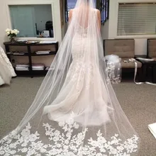 Элегантная свадебная фата белая аппликация Тюль 3 м Veu De Noiva длинная кружевная Свадебная Фата с расческой свадебные аксессуары