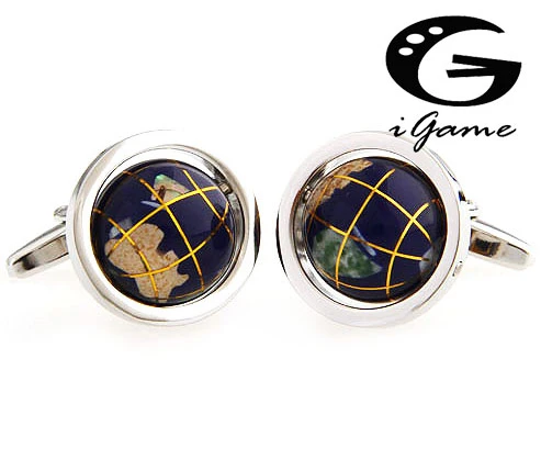 4 Colors Option Fashion Cufflinks Wholesale&retail Novelty Functional Rotatable Globe Design Quality Brass Material