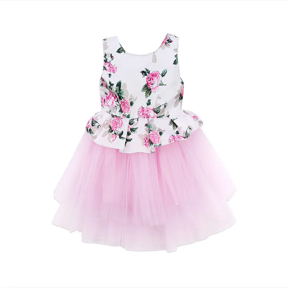 Children Clothing Girl Dress Pretty Toddler Baby Girls Princess Floral Tutu Tulle Party Dresses