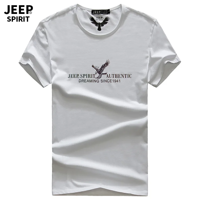 JEEP SPIRIT летняя брендовая Футболка с принтом мужская повседневная хлопковая футболка из дышащей ткани homme с круглым вырезом и коротким
