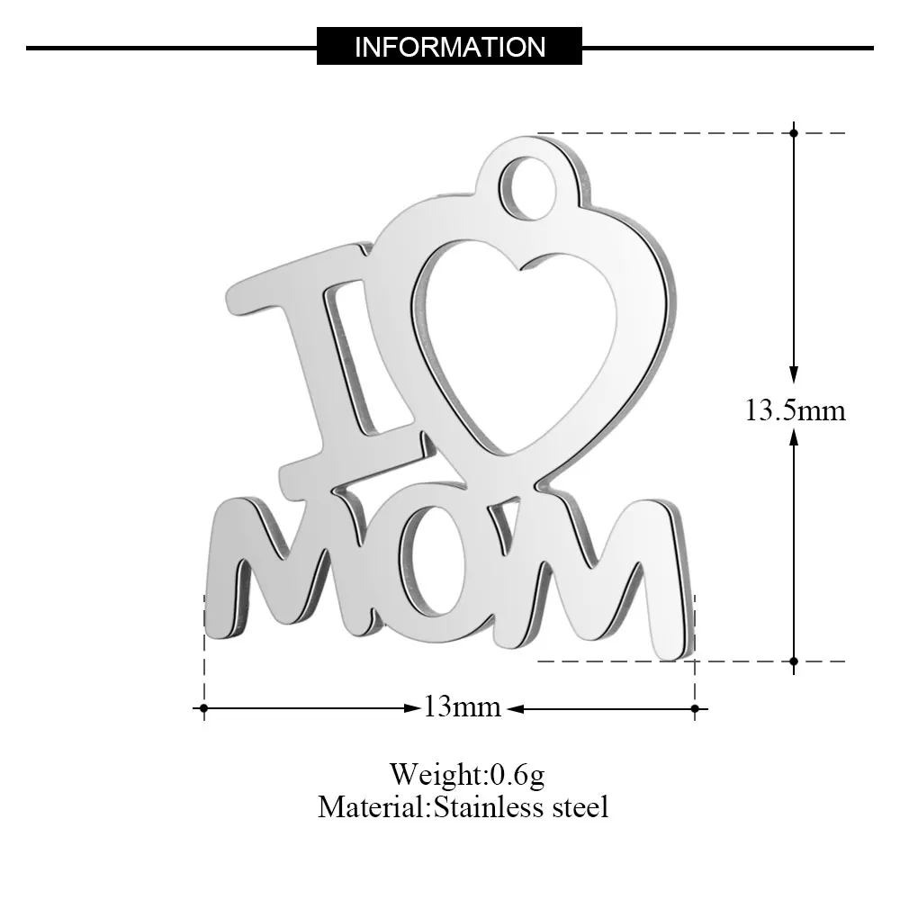 10 шт./лот 100% подвески из нержавеющей стали I Love Mom VNISTAR полированные лучшие бирки