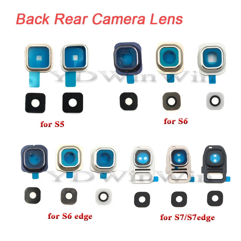 1 шт. задняя Задняя крышка объектива камеры стеклянная крышка кольцо с клеевым клеем для Samsung Galaxy S5 S6 S7 edge G920 G925 G930 G935