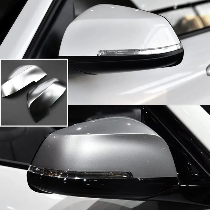 2pcs Silver ABS Chrome Side View Mirrors Replacement Caps Cover For BMW