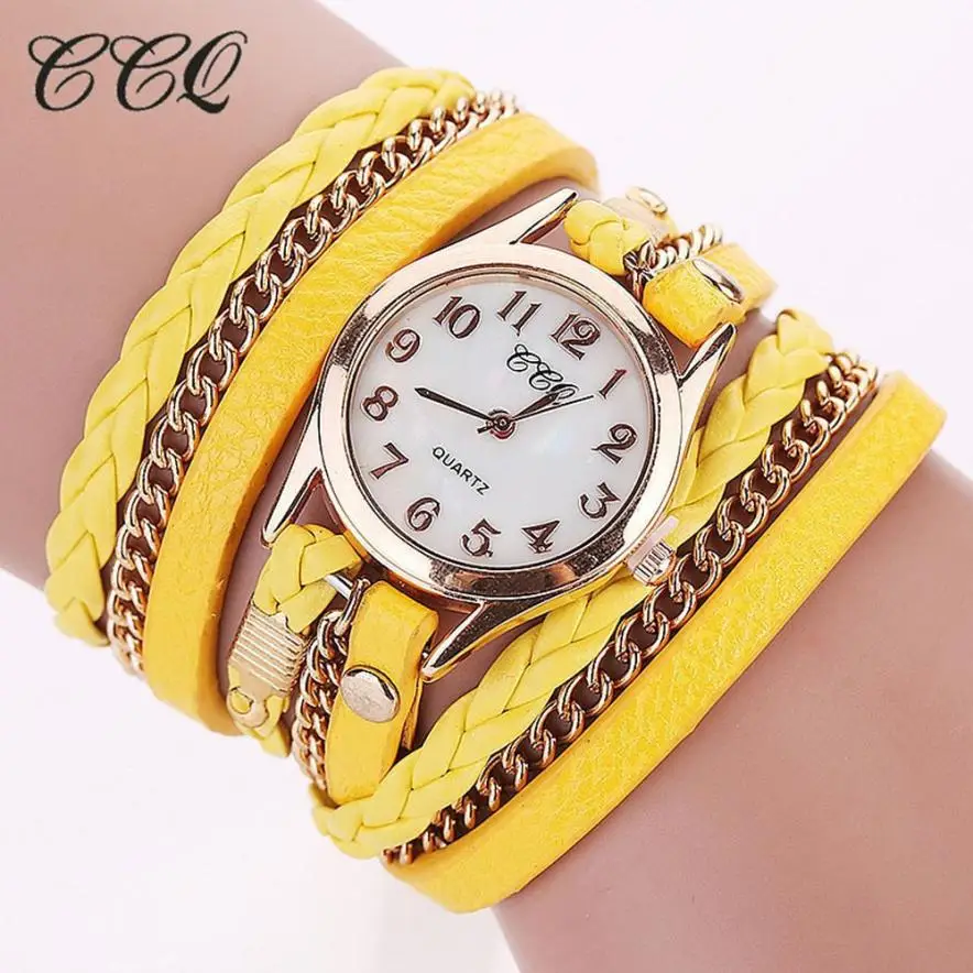 Женские часы CCQ винтажные с кожаным браслетом Роскошные наручные 2019 relojes de mujer #