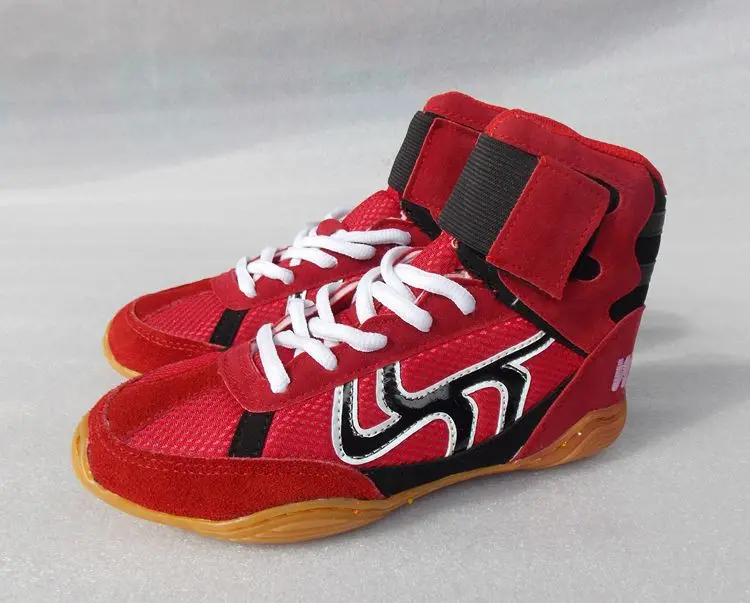 Борцовские ботинки профессиональная боксерская обувь Резиновые дышащие кроссовки размера плюс тренировочная Боевая обувь - Цвет: Красный цвет