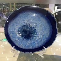 150mm Large BLUE Agate Slice Geode Polished Crystal Quartz 2