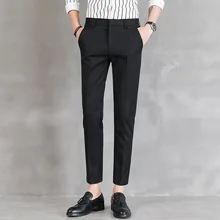 Мужские облегающие брюки размера плюс, строгие облегающие деловые повседневные смарт-костюмы, мужские летние офисные брюки