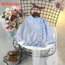 Mihakelv/хлопковая школьная блузка с длинными рукавами для