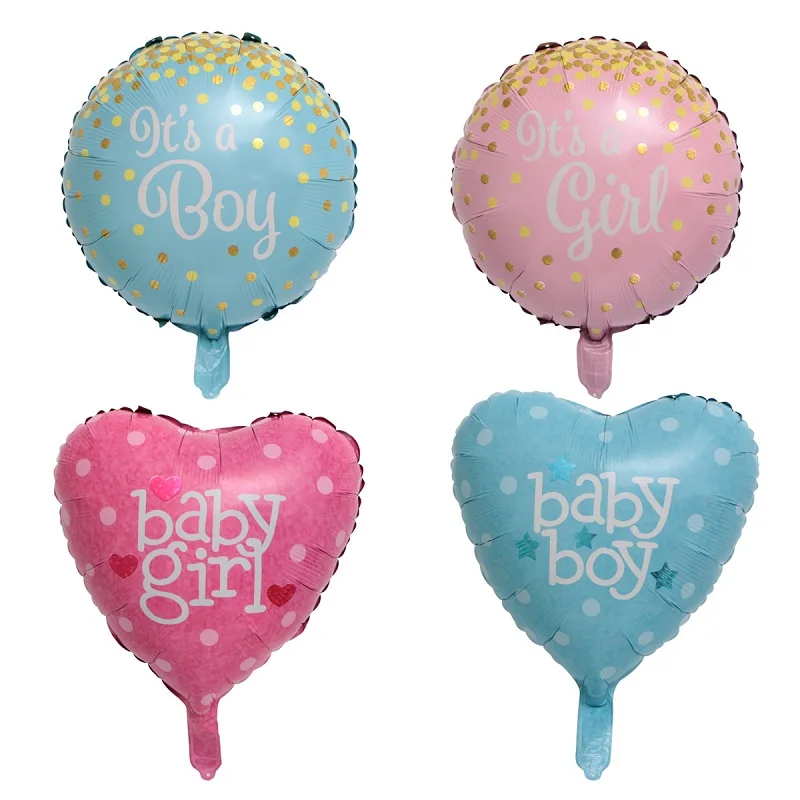 Boy Girl Baby Shower Foil Balloon Pink Bow Hello Baby Printed Balloons Gender Reveal Christening Party DIY Decoration Kid Favors