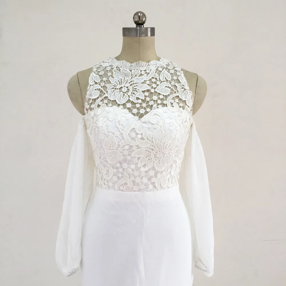 

Chiffon Beach Wedding Dresses 2017 new boho wedding dress sheath Beautiful Simple vestidos de novia with Lace robe de mariage