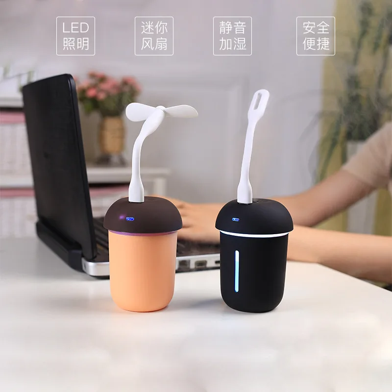

200ml Mini Multifunction 3 in1 USB Air Humidifier 7 color LED Aroma Light Essential Oil Diffuser With Mini Cooler Fan