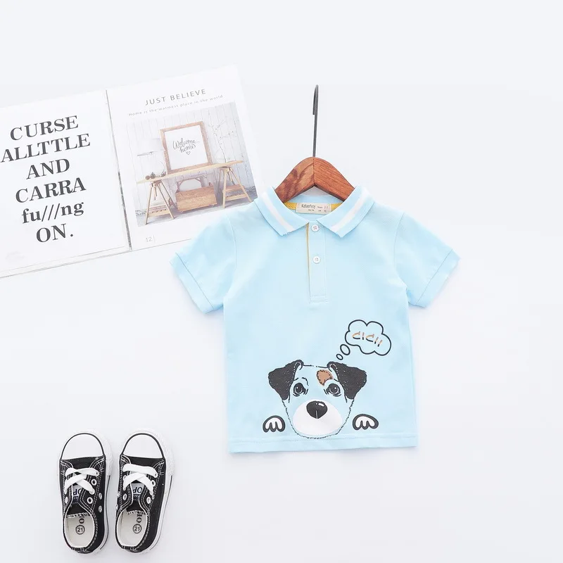 Casual Summer Cotton Baby Boys Short Sleeved T-shirt Pet Dog Printed Children Tees Kids Tops For Age 2-7 Years Old