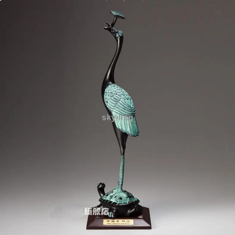 

Copper Aged gift Bronze crafts birthday gift Chinese sculpture crane statue old tortoise home decor