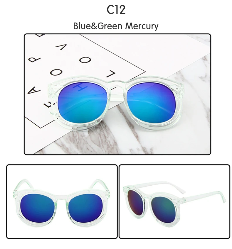 Детские пластиковые круглые солнцезащитные очки с покрытием для мальчиков, круговые защитные очки, милые розовые Брендовые очки для маленьких девочек C766