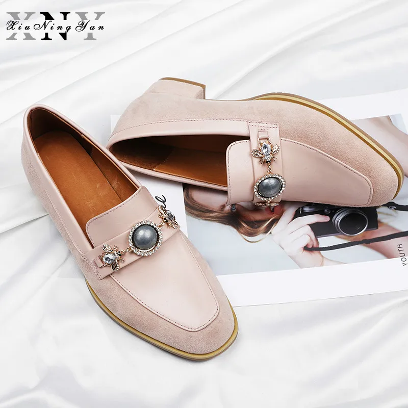 

XIUNINGYAN Women Flats Genuine Leather Shoes Woman Low Heel Black Oxfords Office Lady Fashion Casual Party Shoes Big Size 33-40