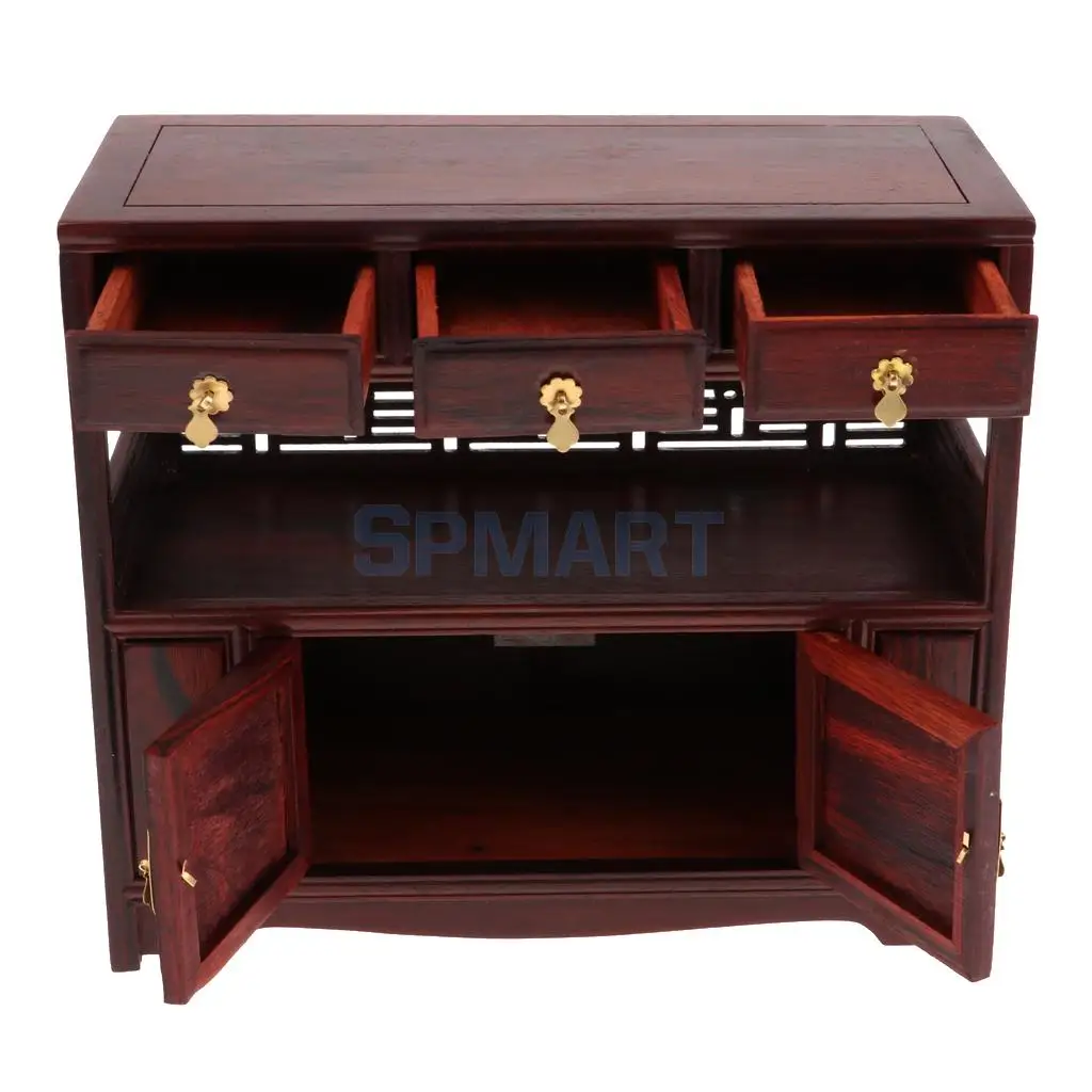 Vintage 1/6 Miniature Rosewood Sideboard Cabinet Drawer for Hot Toys Figures /  Dollhouse /Blythe Accessory