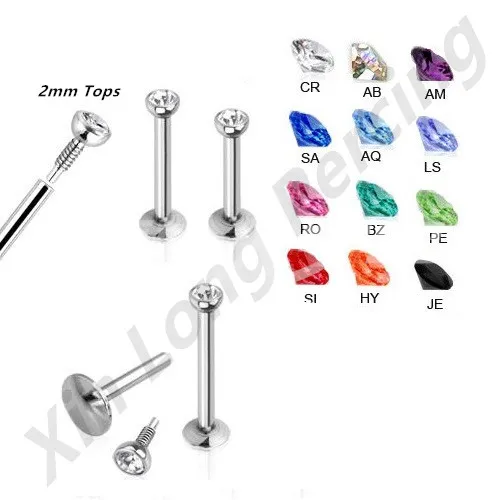 

12pcs/lot 316L Surgical Steel 18G Internally Threaded Labret Monroe Lip Bar Ring Stud Piercing Body Jewellery