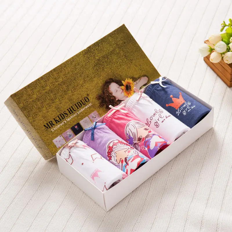 

5pcs/pack Kids Underwear Cotton Briefs Cartoon Cat Shorts Panties for Children Girls Cute Striped Underpants Dot Girl Clothes