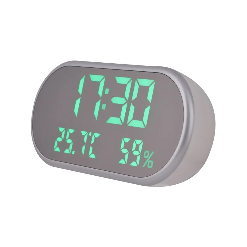 

Multi-Function Digital LED Thermometer Hygrometer Timer Mirror Alarm Clock White Light for Mother Baby Bedroom
