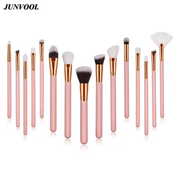 

15Pcs Pink Gold Complete Makeup Brushes Set Professional Luxury Powder Make Up Tools Kit Lip Blush Eye Kabuki Cosmetic Fan Brush