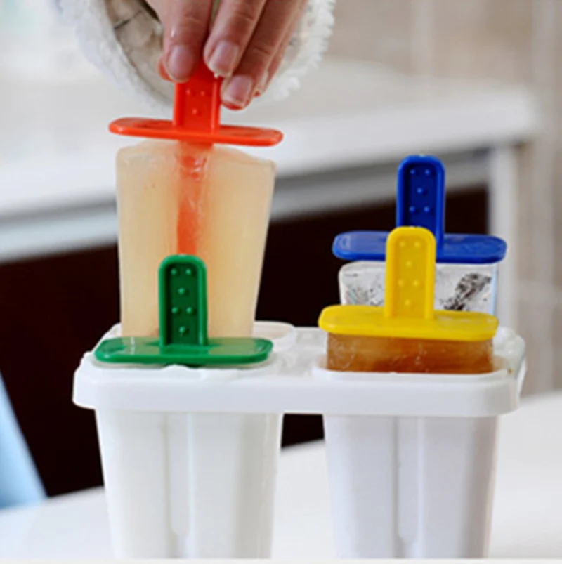 4 group DIY Popsicle mold with lid safe non toxic plastic homemade DIY