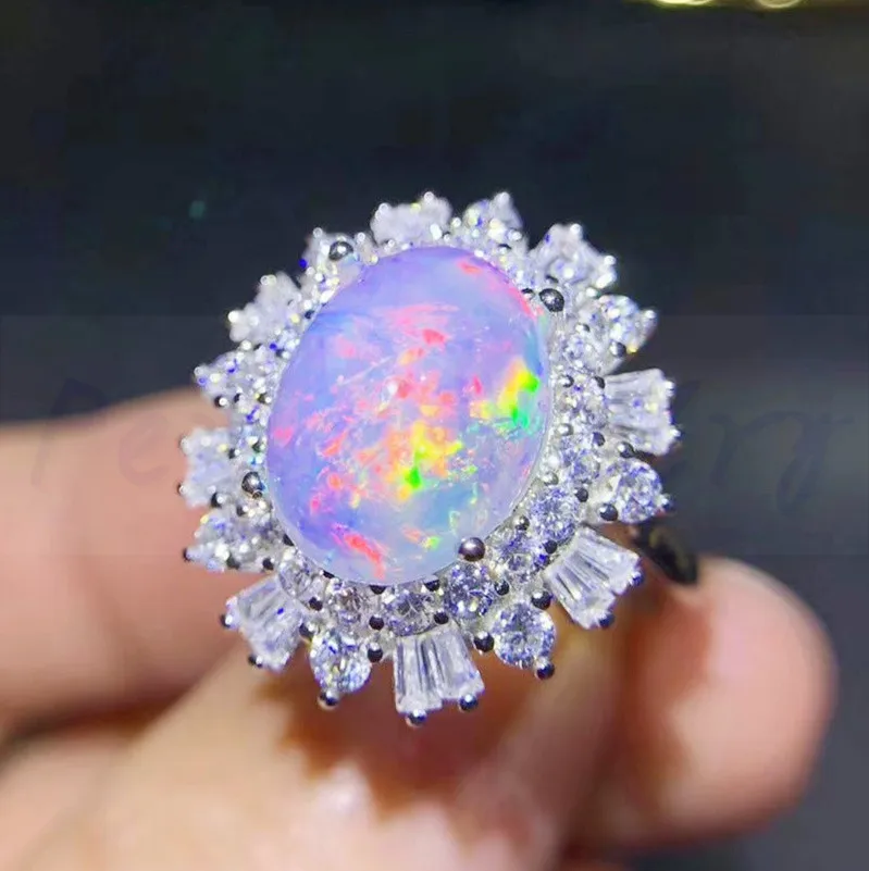 Natural real opal luxury ring Free shipping 925 sterling silver Fine ...