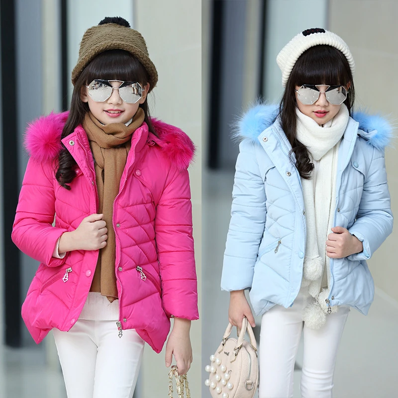  Autumn winter Kids wadded Jacket baby boys girls Clothes Children Outwear fur collar Lingge Irregul