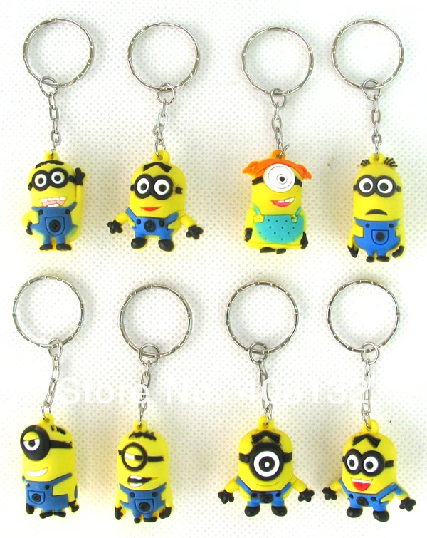 new novelty gift key chain cell phone strap kawaii cartoon despicable me 3D minions Key charms resin PVC 1.5&quot freeshippping | Мобильные