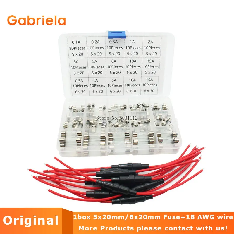 30mm In Line Glass fuse holder *Top Quality! includes 2x 2amp glass fuses