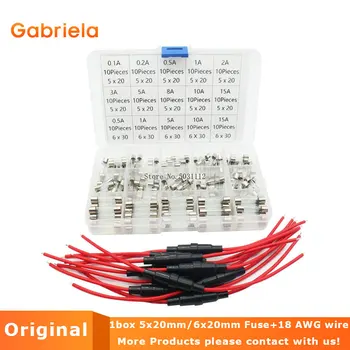 

10pcs 5x20mm Fuse Holder Inline Screw Type With 18 AWG wire + 150pcs Quick Blow Glass Tube Fuse Assorted Kit 5x20mm, 6x30mm