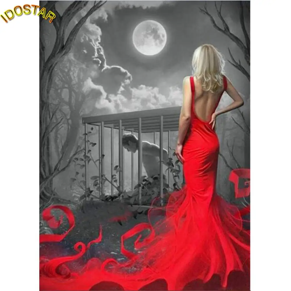 

Diamond Embroidery sexy lady red dress Scenery 5D DIY Diamond Painting Cross Stitch Full square Rhinestone Mosaic Home Decor