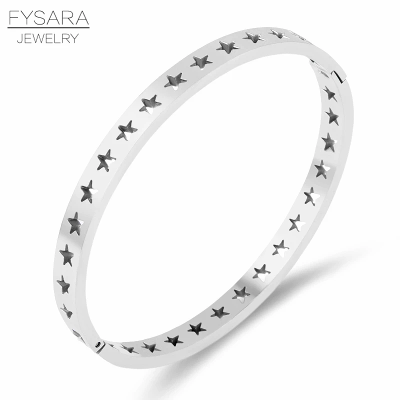 Модные золотые браслеты FYSARA из нержавеющей стали для женщин объемные полые с